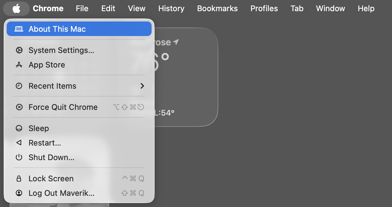 Apple menu showing About This Mac